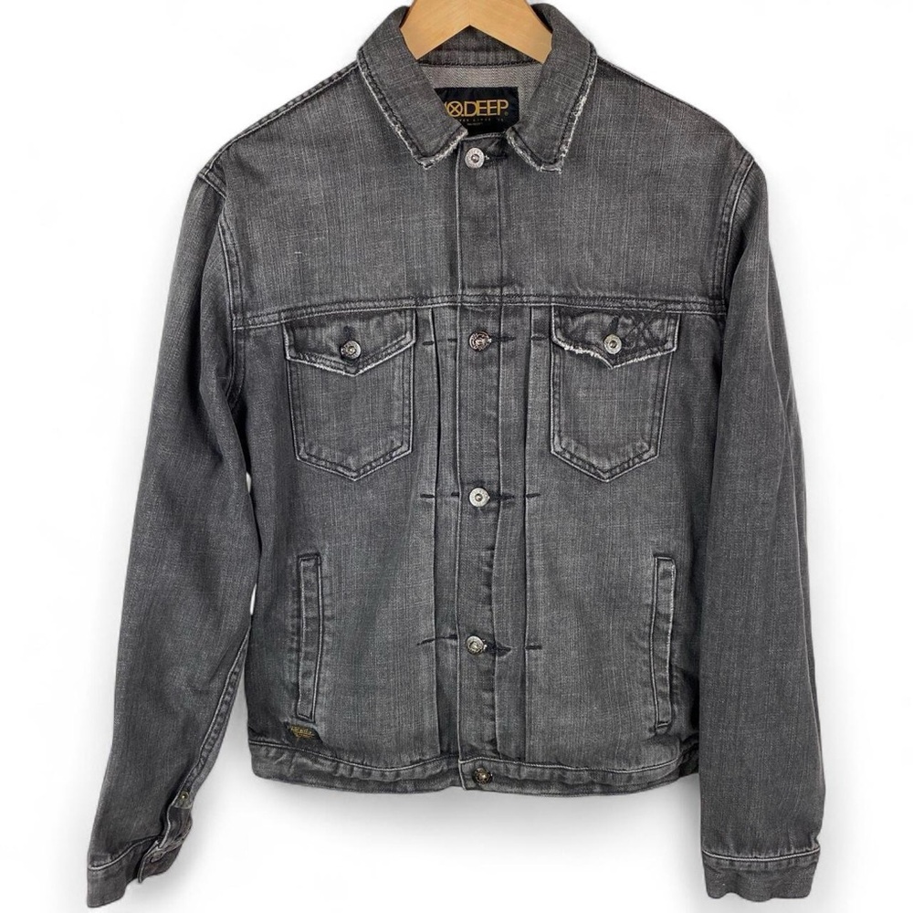 10.Deep Distressed and Faded Dark Denim Jacket